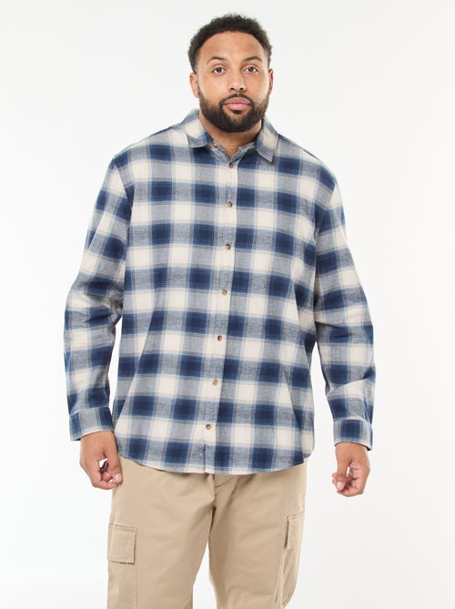 Chemise manches longues à motif à carreaux - Kiabi