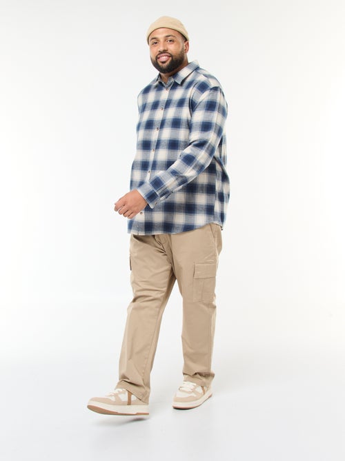 Chemise manches longues à motif à carreaux - Kiabi