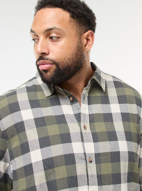 Chemise manches longues à motif à carreaux - Kiabi