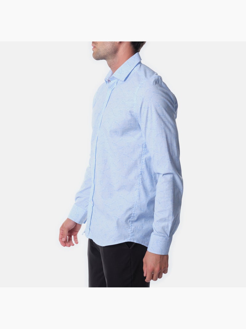 Chemise manches longues à motif Bleu ciel - Kiabi