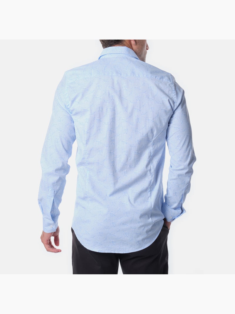 Chemise manches longues à motif Bleu ciel - Kiabi