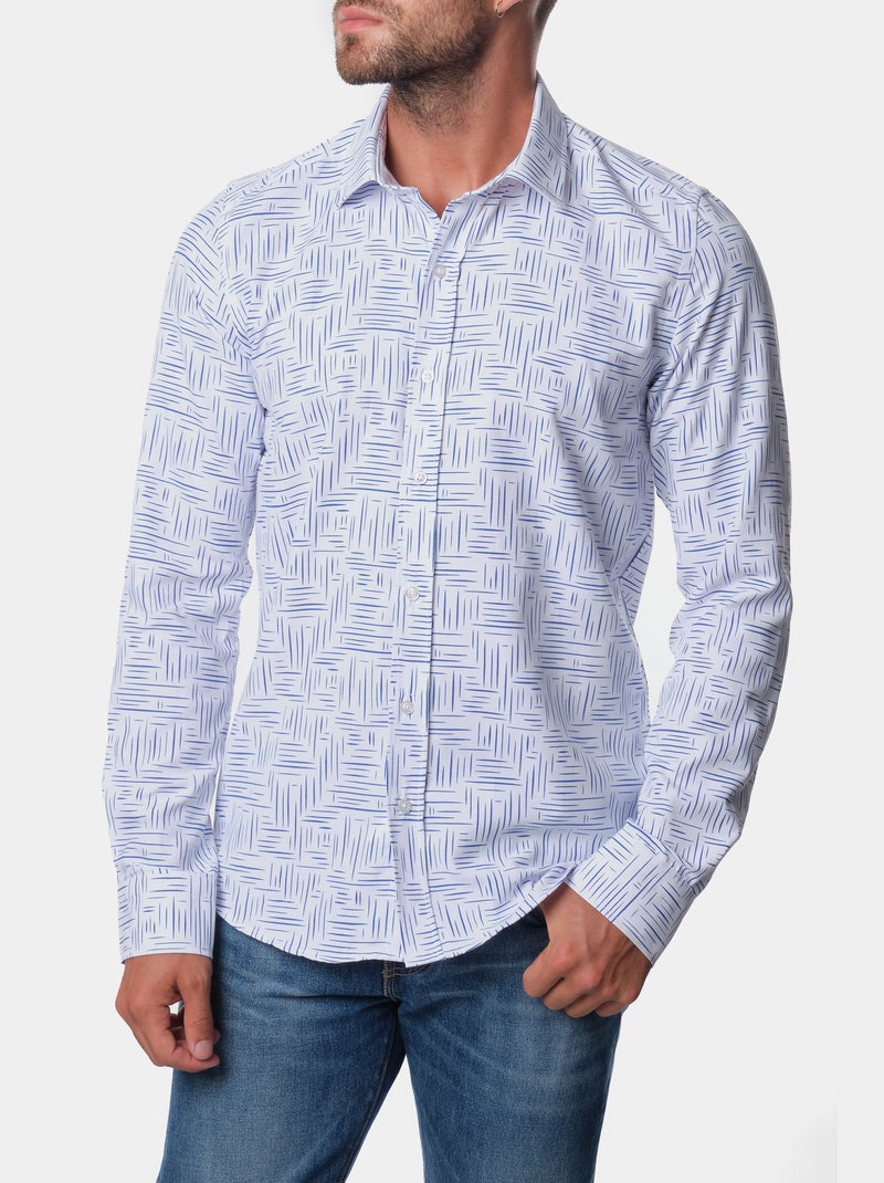 Chemise manches longues à motif Bleu - Kiabi