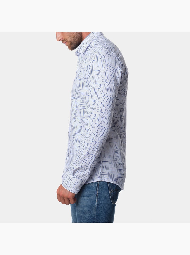 Chemise manches longues à motif Bleu - Kiabi