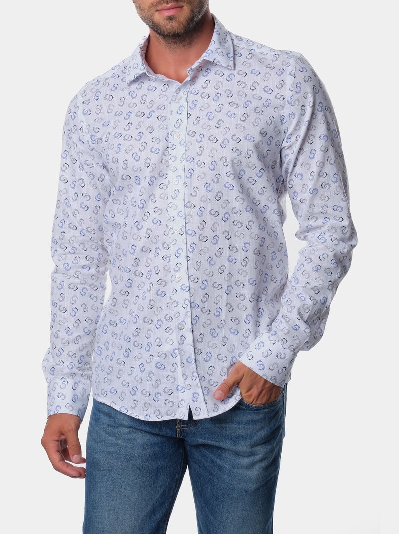 Chemise manches longues à motif Bleu - Kiabi