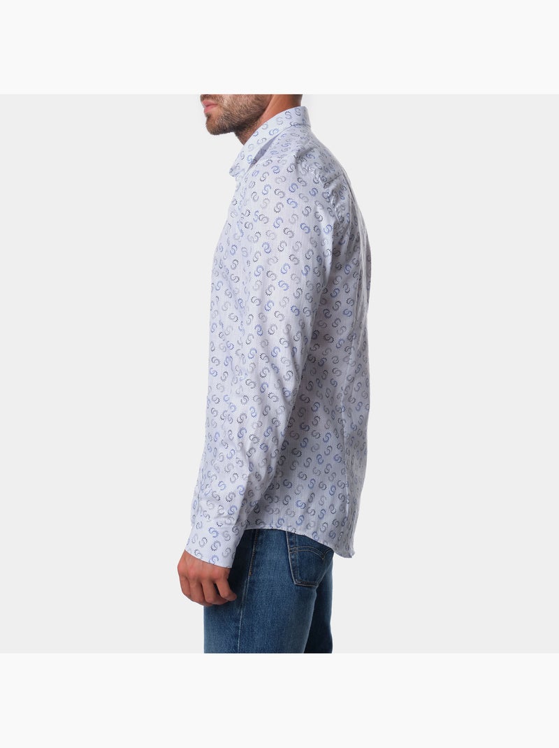 Chemise manches longues à motif Bleu - Kiabi