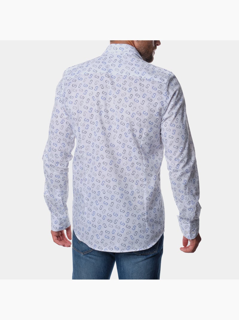 Chemise manches longues à motif Bleu - Kiabi