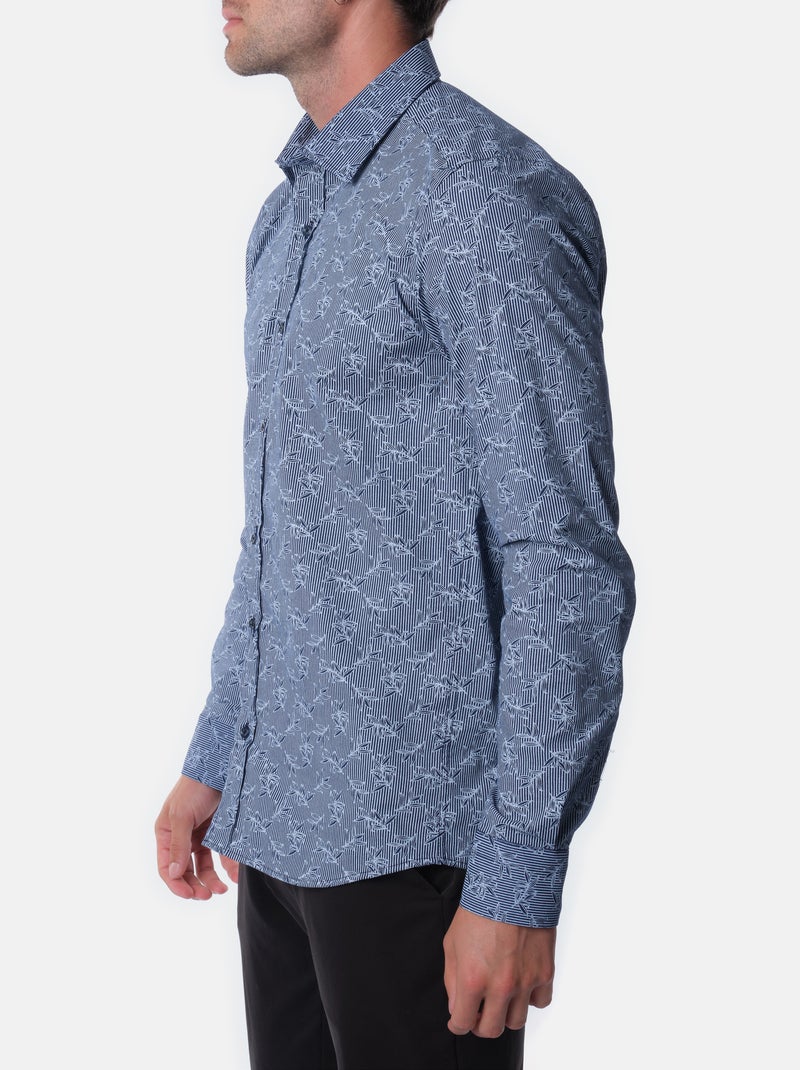 Chemise manches longues à motif Bleu foncé - Kiabi