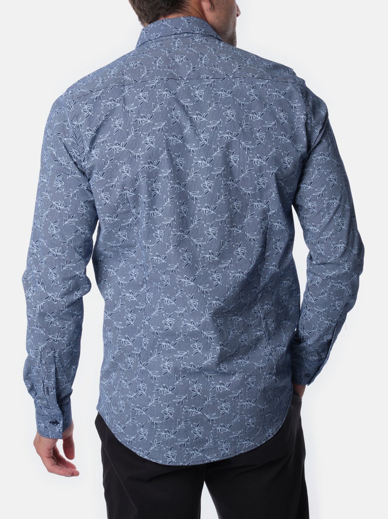 Chemise manches longues à motif Bleu foncé - Kiabi
