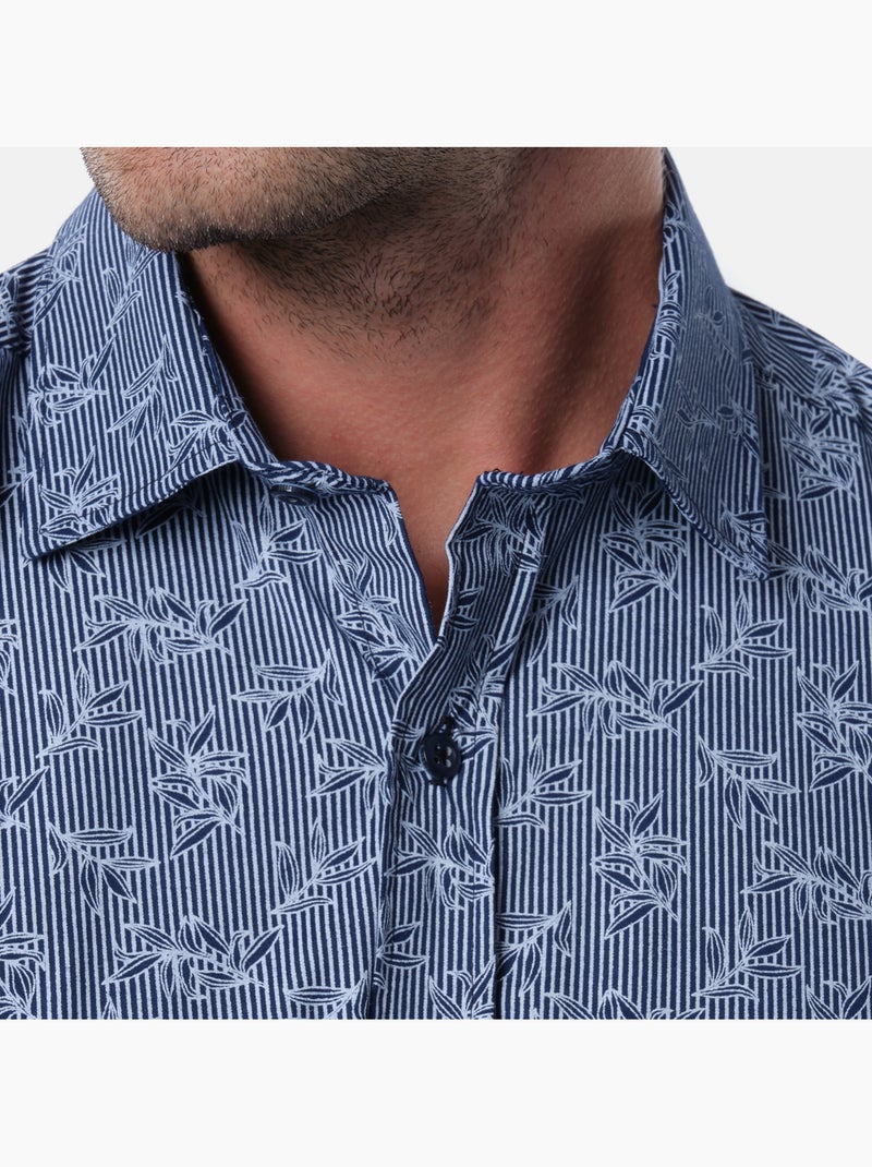 Chemise manches longues à motif Bleu foncé - Kiabi