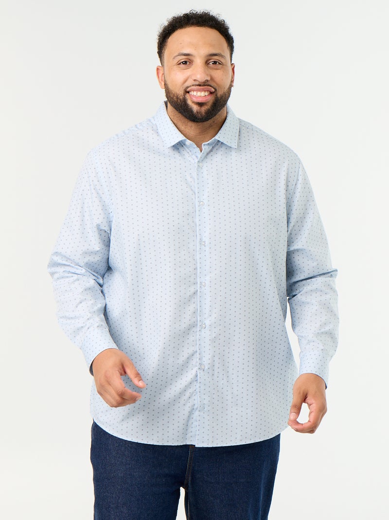 Chemise manches longues à motif Bleu - Kiabi