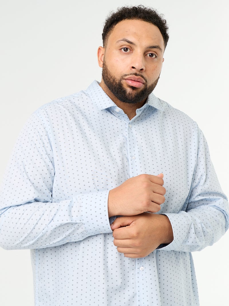 Chemise manches longues à motif Bleu - Kiabi