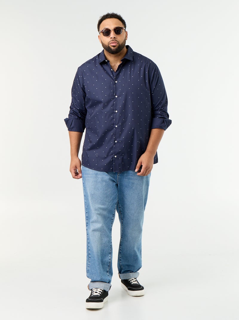 Chemise manches longues à motif Bleu - Kiabi