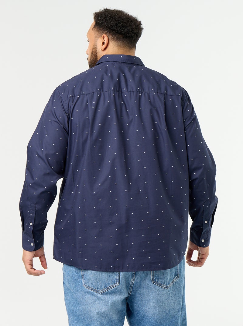 Chemise manches longues à motif Bleu - Kiabi