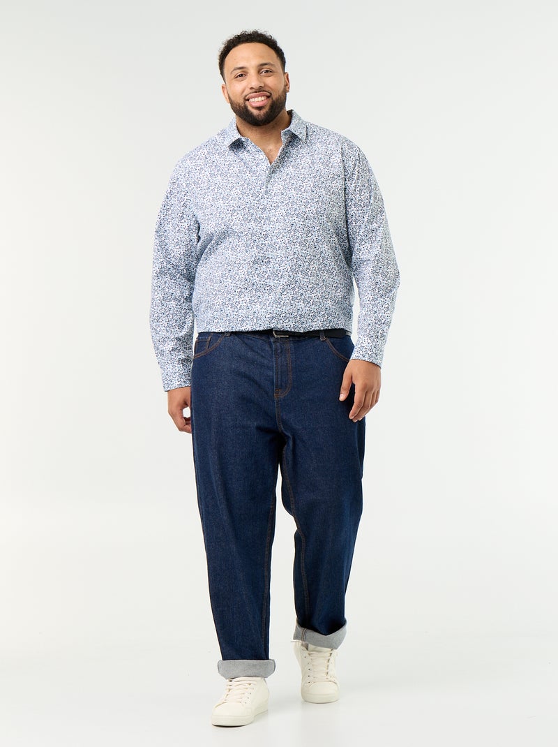 Chemise manches longues à motif Bleu - Kiabi
