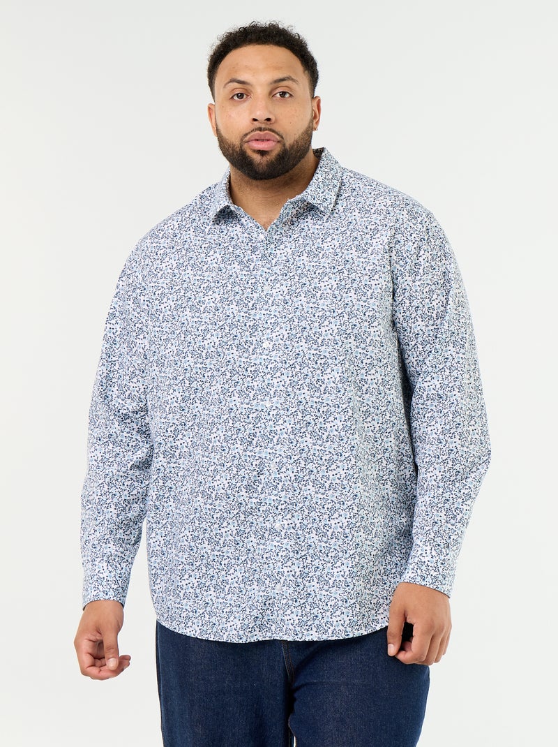 Chemise manches longues à motif Bleu - Kiabi