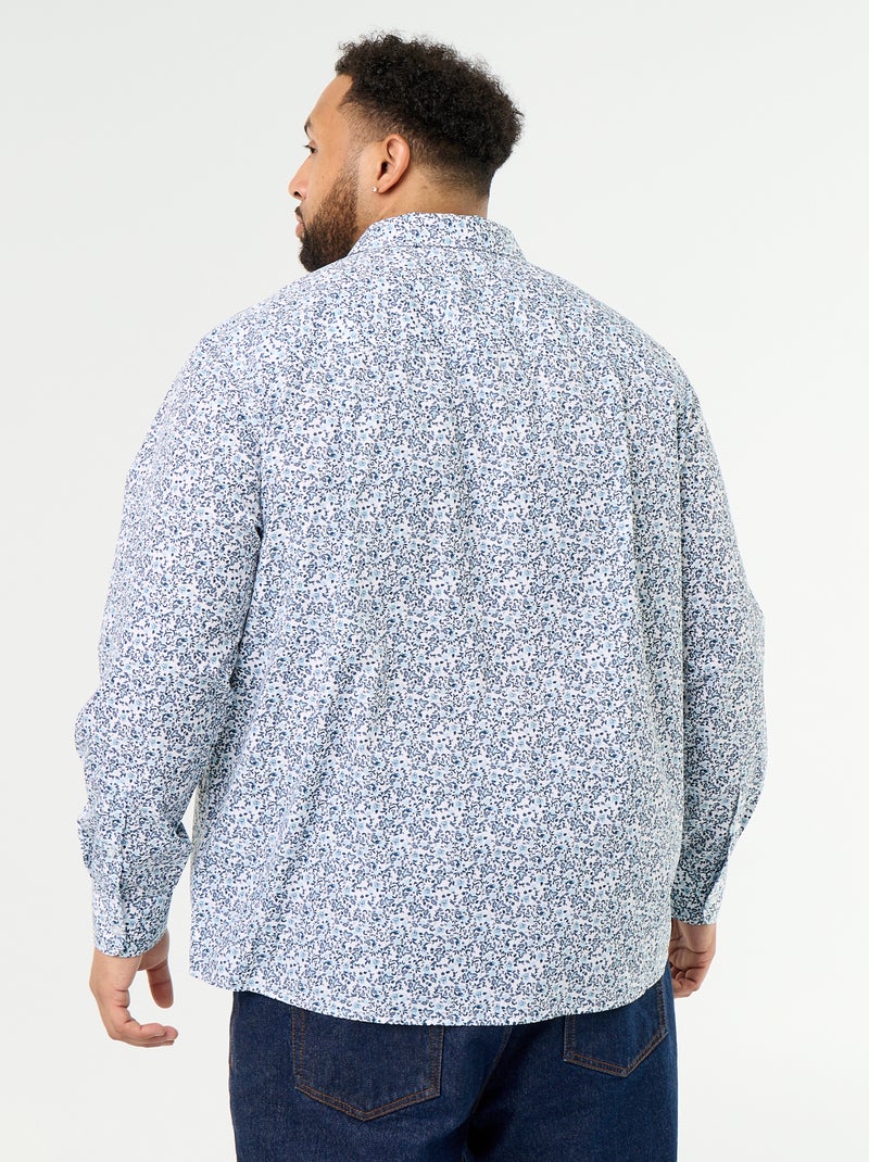 Chemise manches longues à motif Bleu - Kiabi