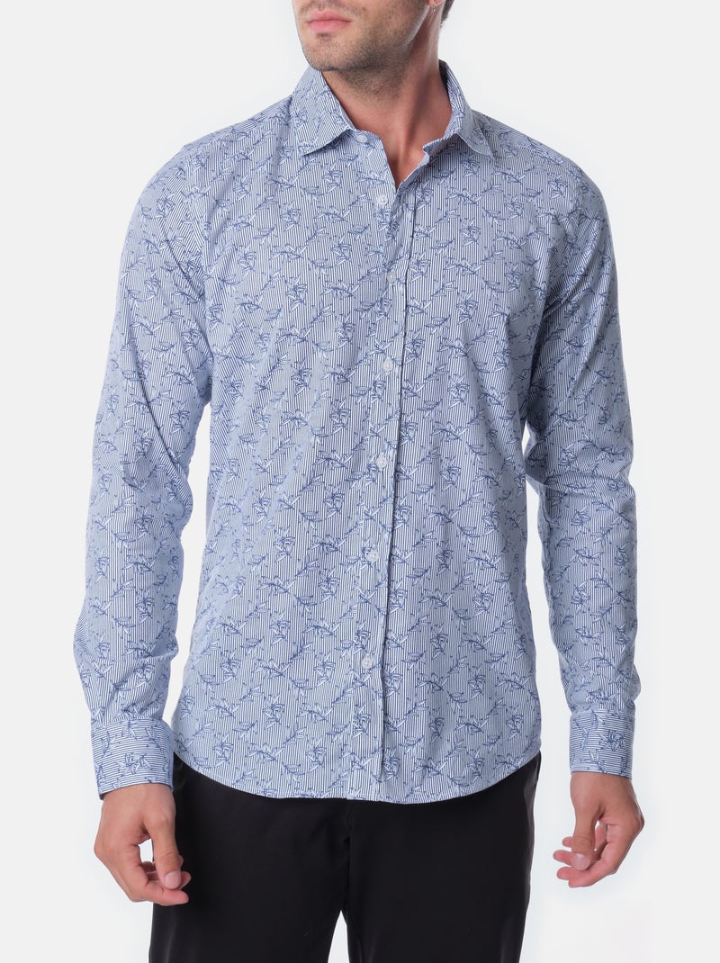 Chemise manches longues à motif Bleu marine - Kiabi