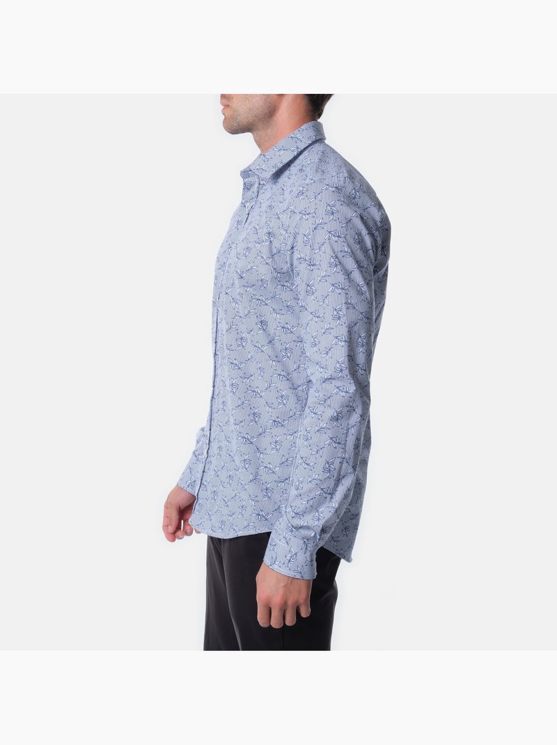 Chemise manches longues à motif Bleu marine - Kiabi