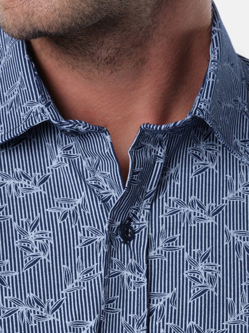 Chemise manches longues à motif Bleu marine - Kiabi