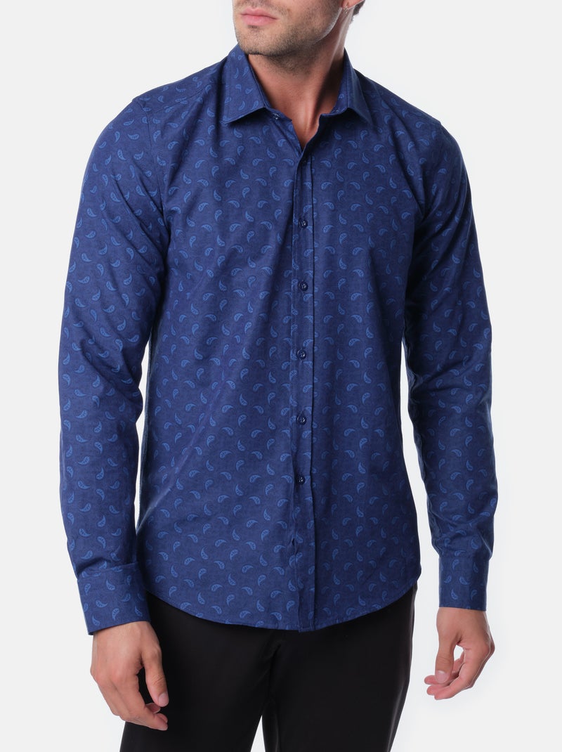 Chemise manches longues à motif Bleu marine - Kiabi