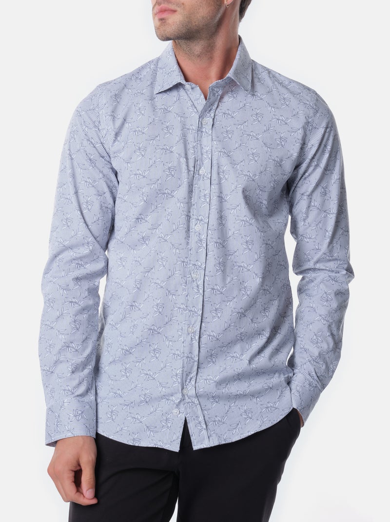 Chemise manches longues à motif Gris - Kiabi