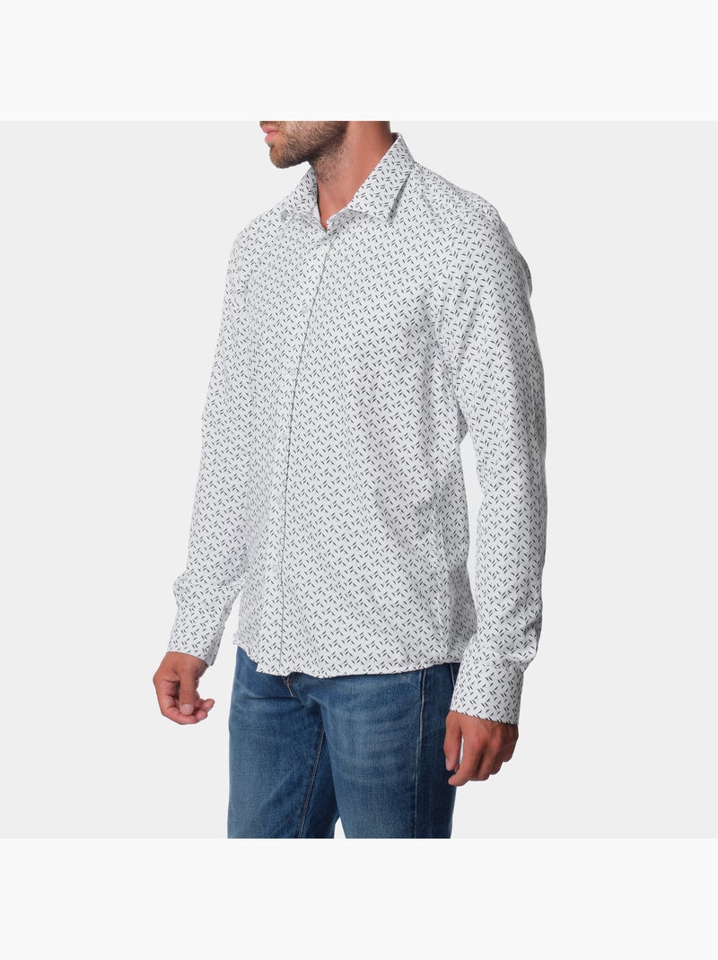 Chemise manches longues à motif Gris - Kiabi