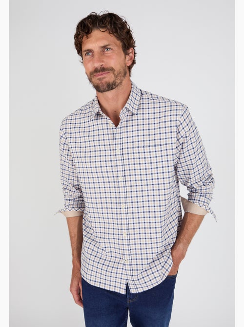 Chemise manches longues à petits carreaux - Damart - Kiabi