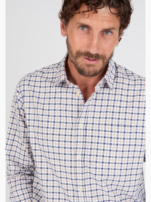 Chemise manches longues à petits carreaux - Damart - Kiabi