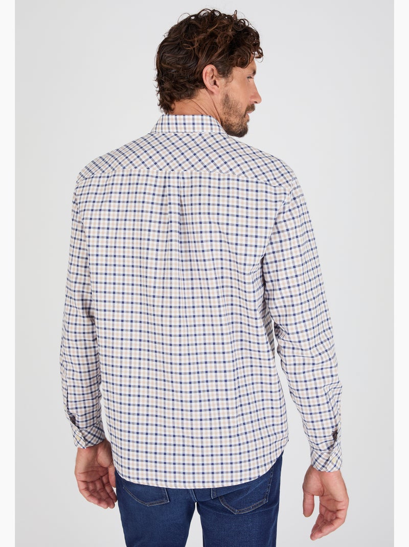 Chemise manches longues à petits carreaux - Damart Marron - Kiabi
