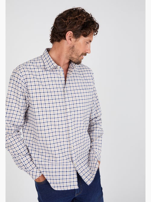 Chemise manches longues à petits carreaux - Damart - Kiabi