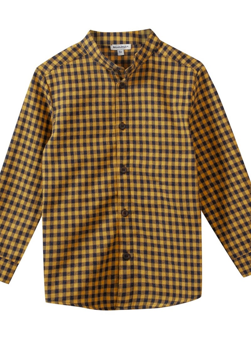 Chemise Manches Longues À Petits Carreaux 'miniman' Jaune moutarde - Kiabi