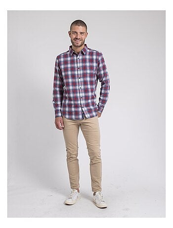 Chemise manches longues carreaux pur coton flanelle TADONOL