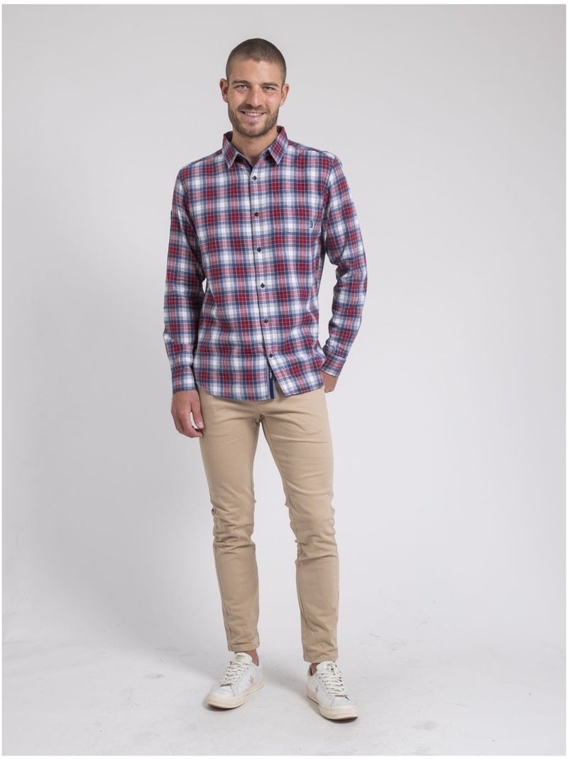 Chemise manches longues carreaux pur coton flanelle TADONOL Rouge - Kiabi