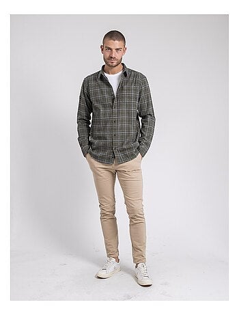Chemise manches longues carreaux pur coton flanelle TADUMIR