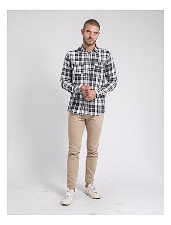 Chemise manches longues carreaux pur coton flanelle TELIMAX