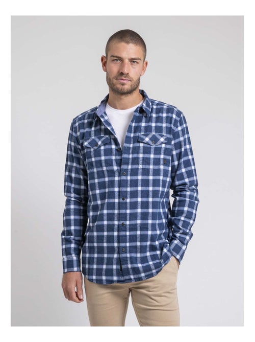 Chemise manches longues carreaux pur coton flanelle TOLFOX - Kiabi