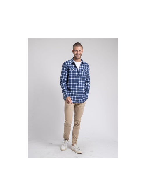 Chemise manches longues carreaux pur coton flanelle TOLFOX - Kiabi