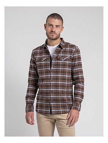 Chemise manches longues carreaux pur coton flanelle TOLTIVIO