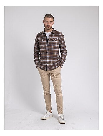 Chemise manches longues carreaux pur coton flanelle TOLTIVIO