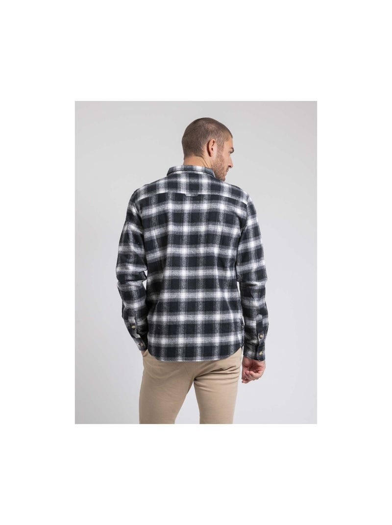 Chemise manches longues carreaux pur coton TARIPARC Noir - Kiabi