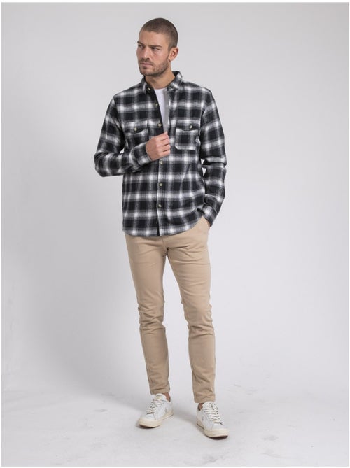 Chemise manches longues carreaux pur coton TARIPARC - Kiabi