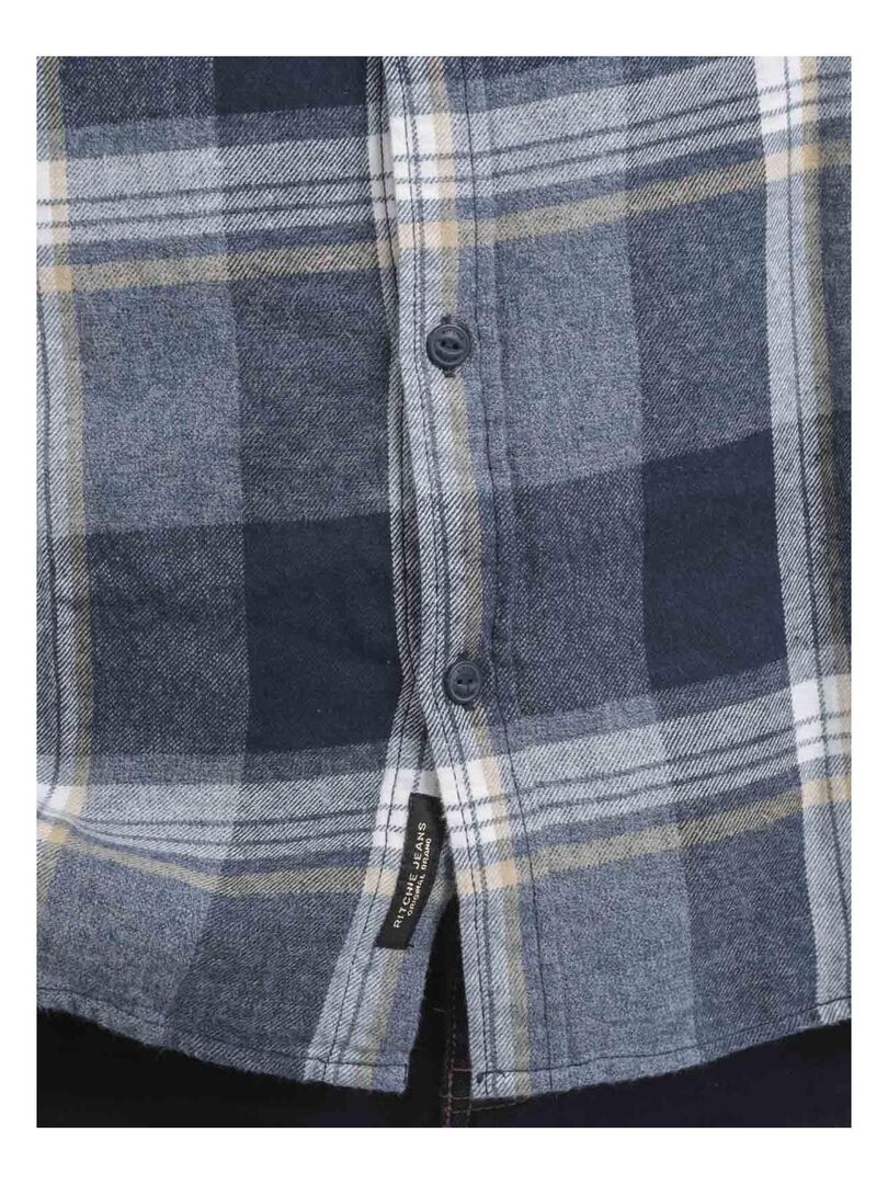 Chemise Naf Naf Manches Longues Carreaux Bleu Marron Gris - Taille 34 - Occasion TB
