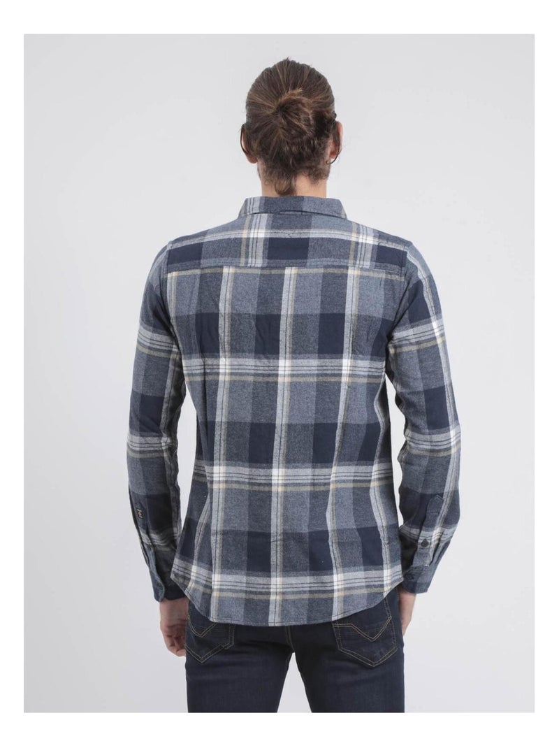 Chemise manches longues carreaux TACULA Bleu marine - Kiabi