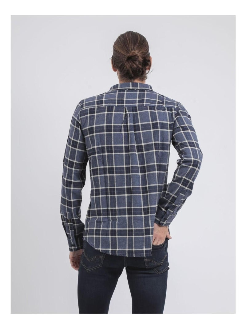 Chemise manches longues carreaux TADULOR Bleu marine - Kiabi
