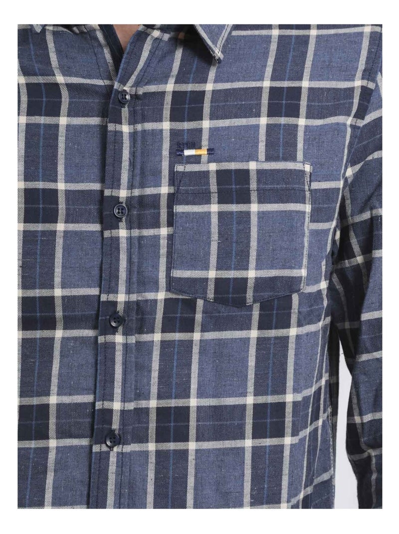 Chemise manches longues carreaux TADULOR Bleu marine - Kiabi