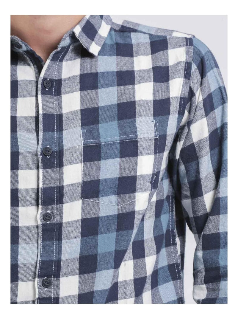 Chemise manches longues carreaux TAKOS Bleu marine - Kiabi