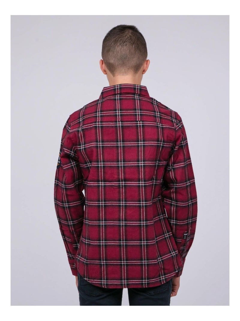 Chemise manches longues carreaux TAMARO garçon Bordeaux - Kiabi