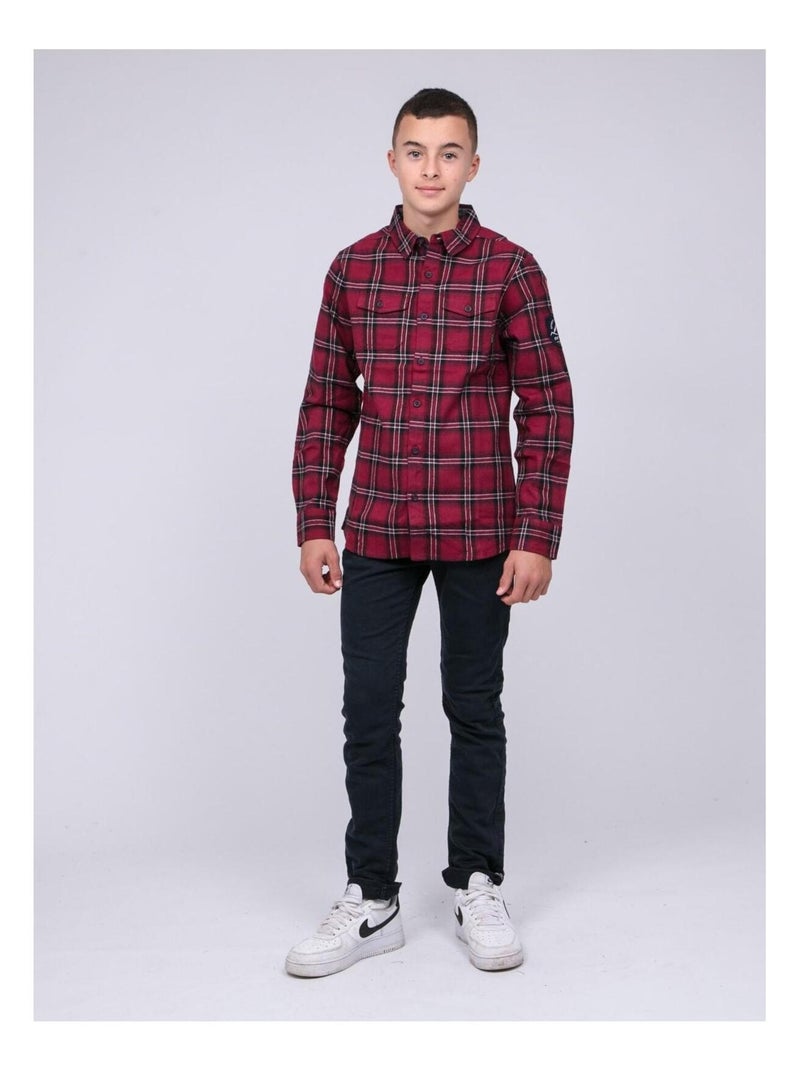 Chemise manches longues carreaux TAMARO garçon Bordeaux - Kiabi