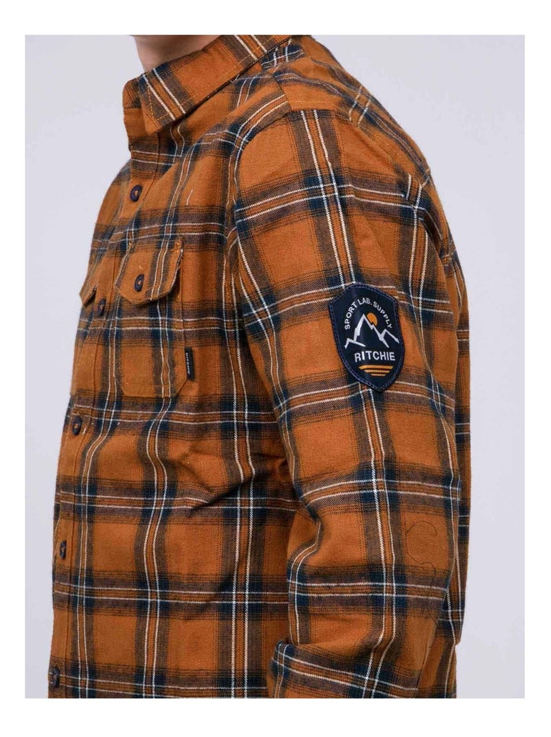 Chemise manches longues carreaux TAMARO garçon Marron - Kiabi