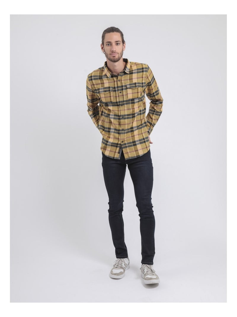 Chemise manches longues carreaux TOLWIKO Jaune - Kiabi